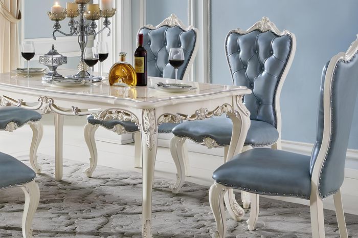Klassische Stühle Barock Stuhl Sets 4x Lehnstuhl Garnitur Echtholz Chesterfield