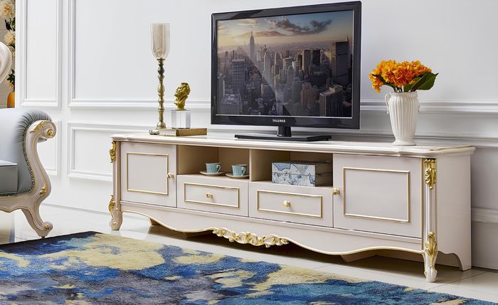 Sideboard TV Lowboard rtv Schrank Wohnzimmer Echtholz Klassisch Barock Rokoko