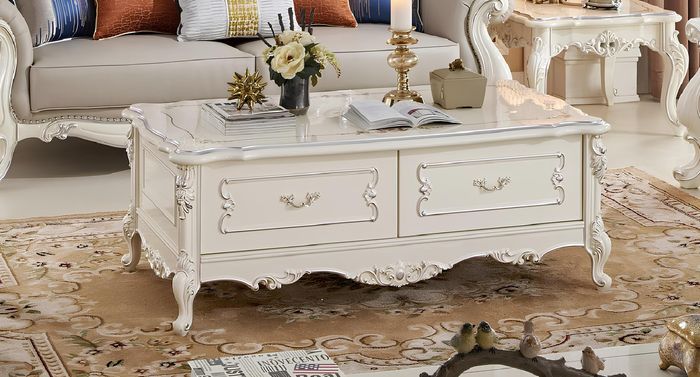 Klassischer Couchtisch Wohnzimmer Tische Barock Rokoko Echtholz Couchtische