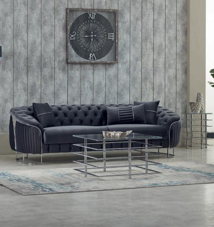 Polstersofa Couch Dreisitzer Sofa 3 Sitzer Stoffsofa Grau Luxus Sofas