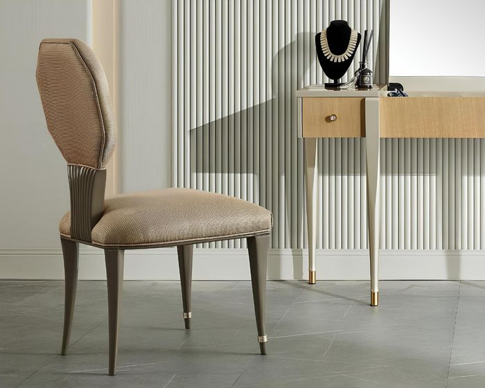 Luxus Design Polster Stuhl Stühle Sitz Lehn Esszimmer Echtholz Sessel Neu