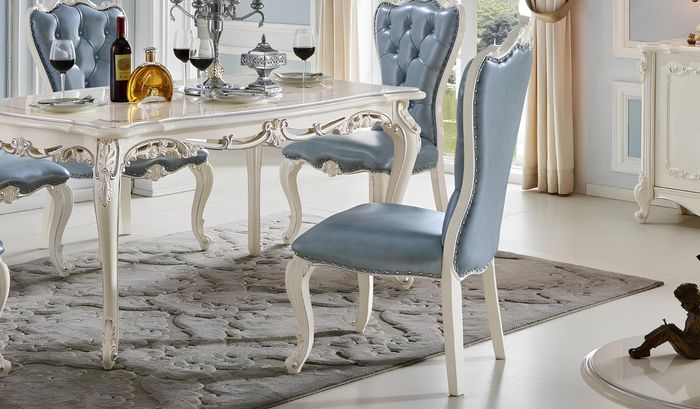 Esszimmer Stuhl 1 Sitzer Sessel Holz Luxus Klasse Barock Rokoko Möbel Design Neu