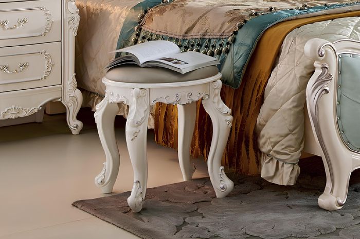 Barock Sitzhocker Schminktisch Hocker Echtholz Polsterhocker Polster Ottomane