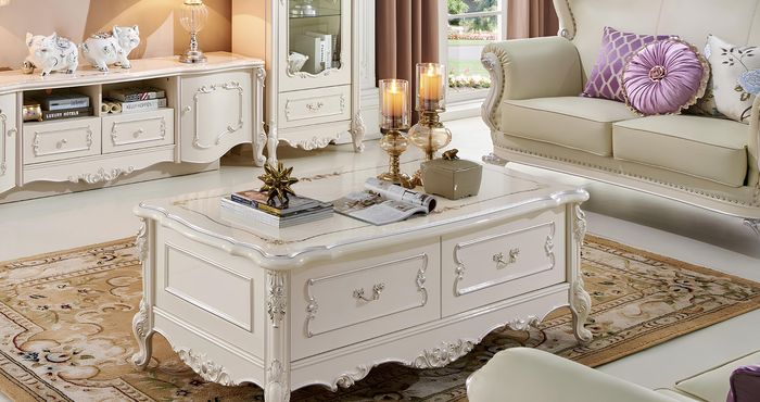 Couchtisch Klassischer Tisch Wohnzimmer Echtholz Barock Rokoko Couchtische