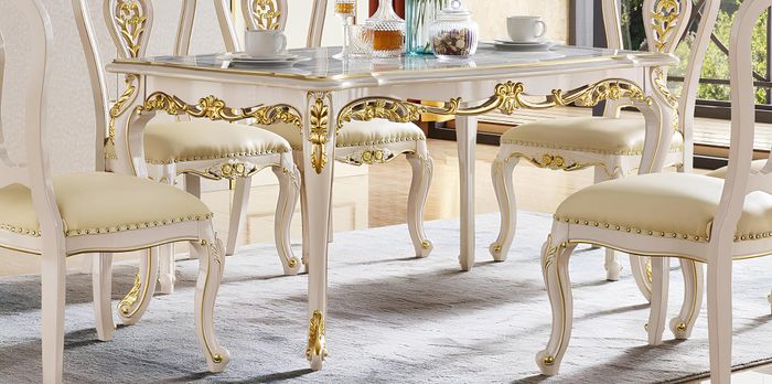 Barock Esstisch Tisch Gruppe Esszimmer Wohnzimmer Garnitur Echtholz Design