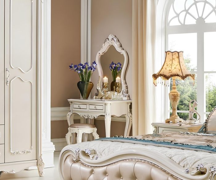 Schminktisch Spiegel Hocker Komplett Set Kommode Schlafzimmer Echtholz