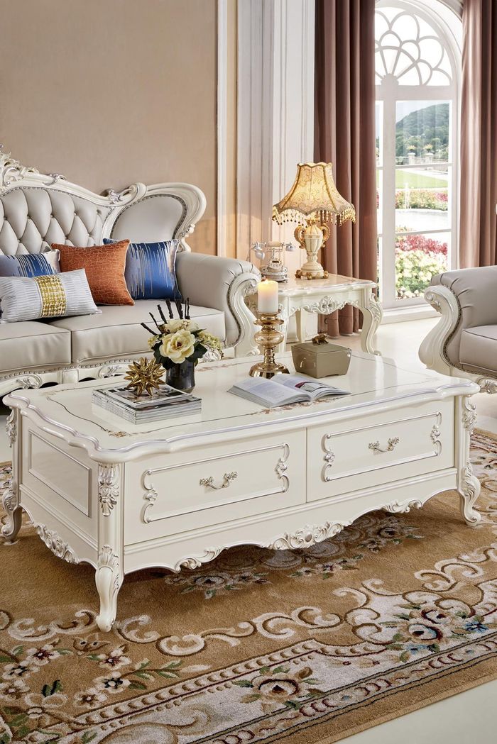Barock Rokoko Couchtisch Klassischer Tisch Wohnzimmer Echtholz Couchtische