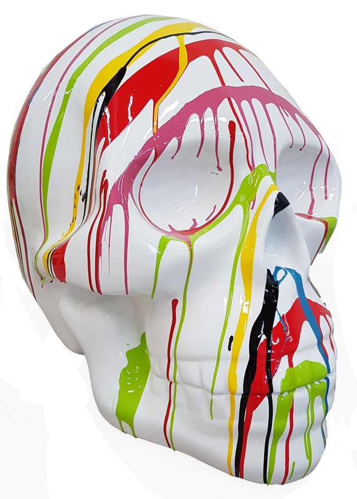 Moderne Dekoration Haus Garten Deko Figur Statue Skulptur Abstrakt Schädel 58 cm