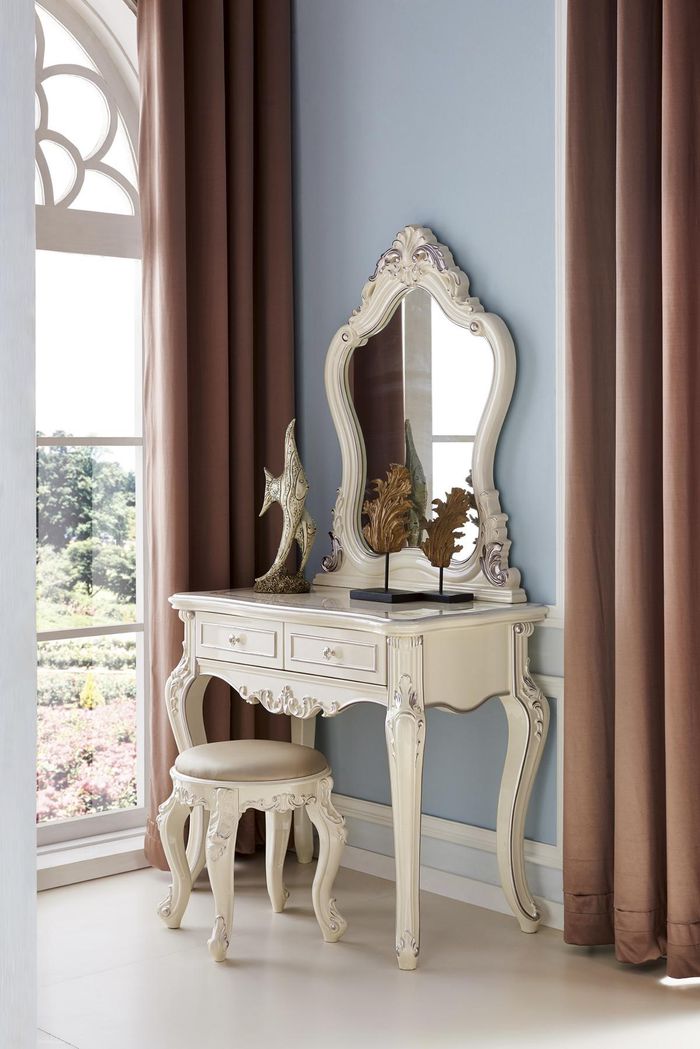 Schminktisch Spiegel Hocker Komplett Set Echtholz Schlafzimmer Barock Konsole