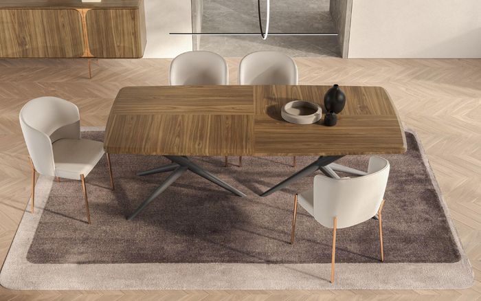 Weiß-Braune Esszimmer Garnitur Moderner Esstisch + 4x Stühle 5tlg Set