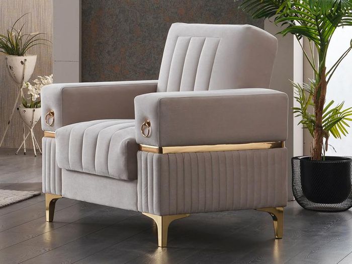 Sessel Polstersessel Einsitzer Wohnzimmer Sitzer Moderne Grau Stoff