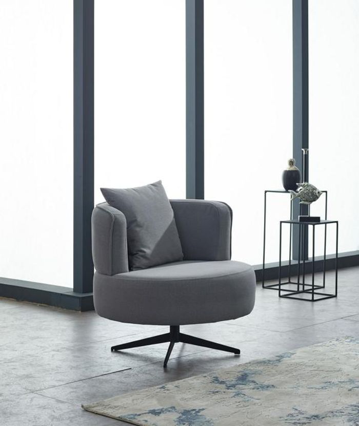 Sessel Einsitzer Polstersessel Stoff Grau Sitzer Wohnzimmer Möbel