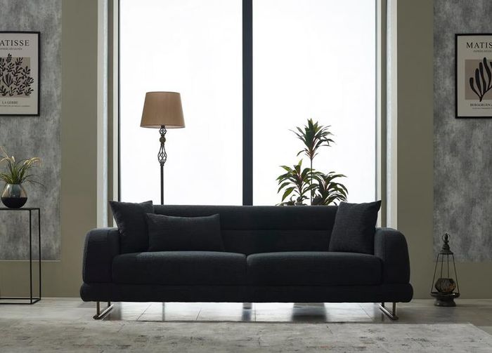 Couch Dreisitzer Sofa Lounge Luxus 3-Sitzer Design Couchen Polster Sofas Schwarz