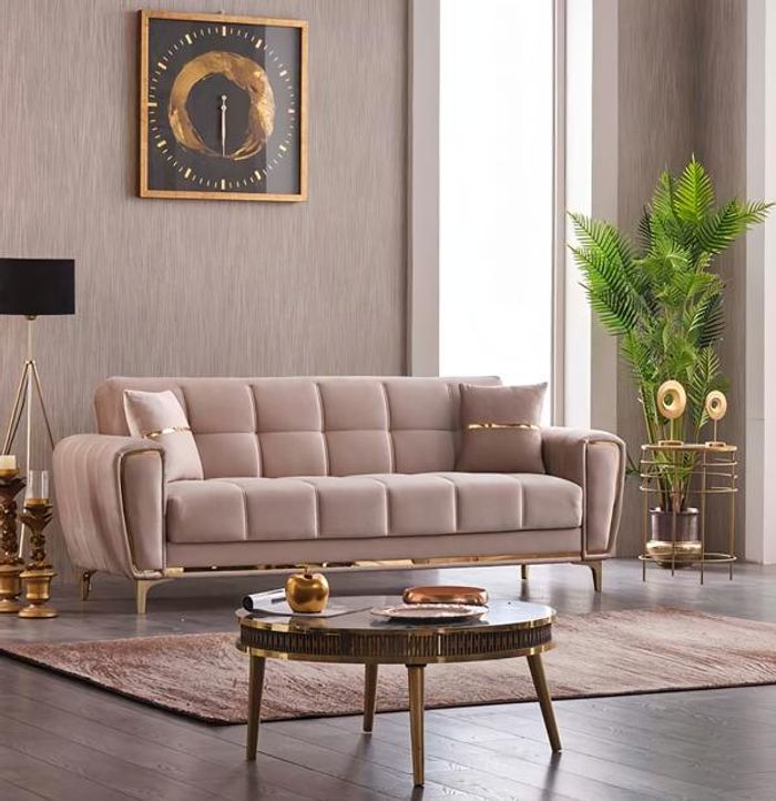 Stoffsofa Dreisitzer Polstersofa Couch 3 Sitzer Beige Sofa Design