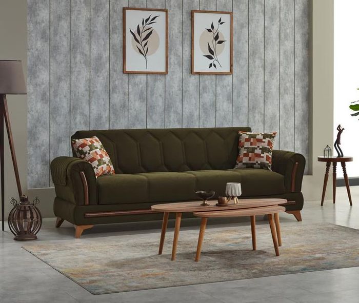 Couch 3 Sitzer Dreisitzer Sofa Stoffsofa Polstersofa Grün Couchen