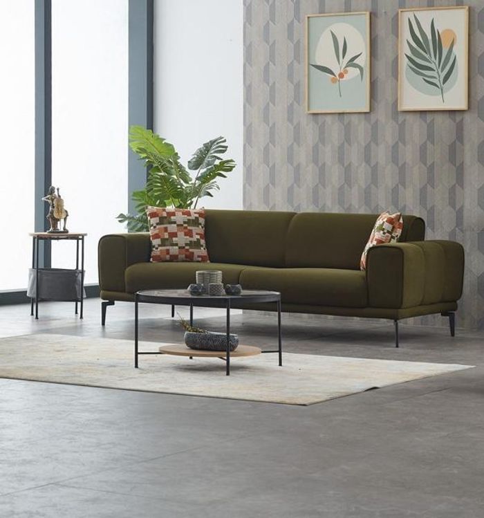 Polstersofa Dreisitzer Sofa 3 Sitzer Stoffsofa Couch Grün Luxus Sofas