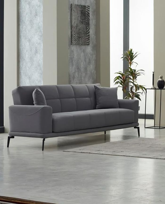 Sofa Dreisitzer Couch Polstersofa Design 3 Sitzer Stoffsofa Grau