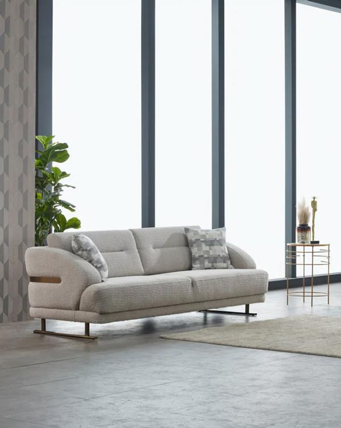 Dreisitzer Sofa 3 Sitzer Stoffsofa Polstersofa Couch Grau Sofas Modern