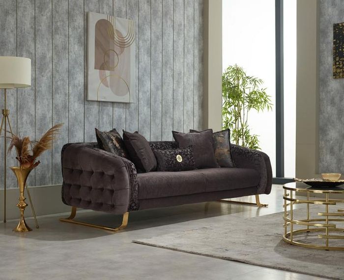 Sofa Moderne Couch Dreisitzer Sofa 3 Sitz Stoffsofa Polstersofa Braun