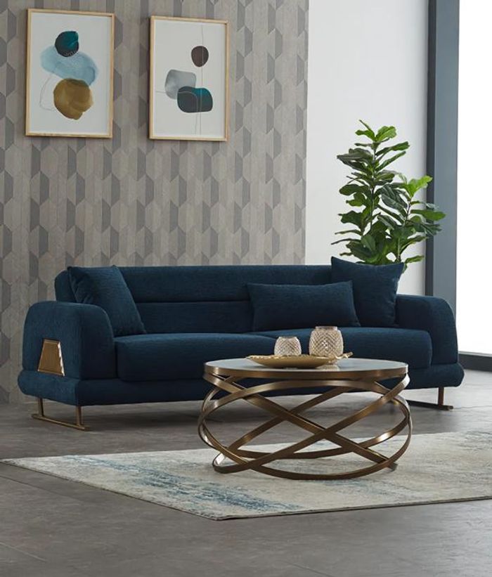 Couch Dreisitzer Sofa Lounge Luxus 3-Sitzer Design Couchen Polster Sofas Blau