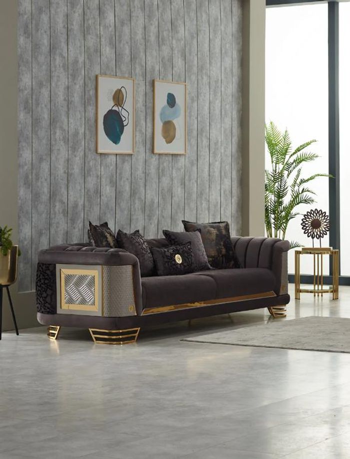Couch Violett Polstersofa Dreisitzer Sofa 3 Sitzer Stoffsofa Sofas