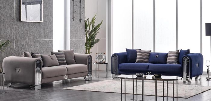 Komplett Set 2 tlg Luxus Möbel Polster Stoff Sofagarnitur 3+3 Sitzer Neu