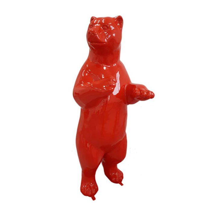 Design Dekoration Figur Bär aus Kunststoff Garten Skulptur Statuen 178cm Neu Rot