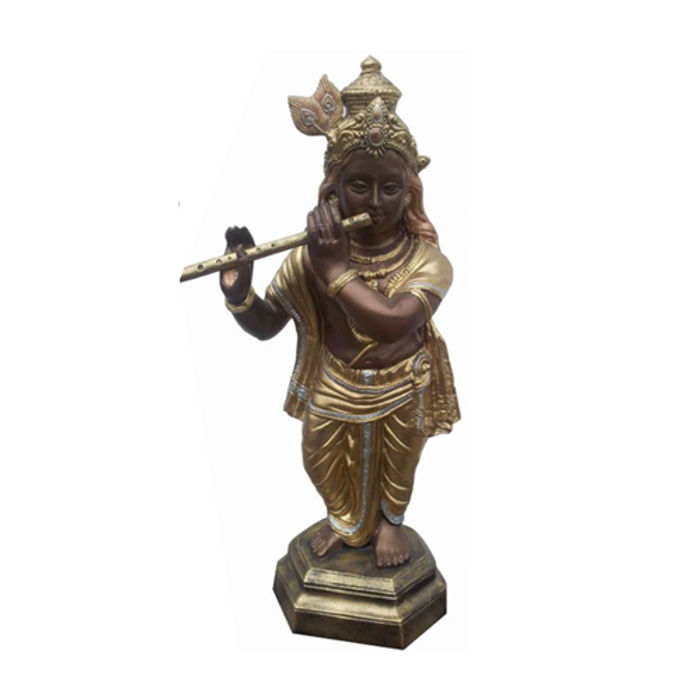 Deko Figur Statue Skulptur 82 cm Figuren Statuen Skulpturen Flöte Buddha (B60)