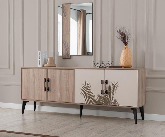Moderner Esszimmer Set Luxus Sideboard Rechteckiger Spiegel Luxus 2tlg