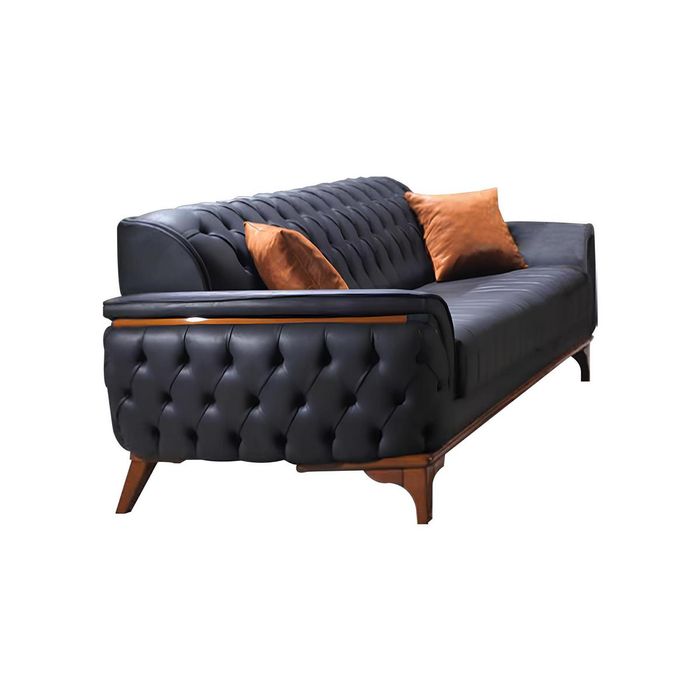 Luxuriöse Schwarz Chesterfield Couch Moderner 3-Sitzer Luxus Sitz Möbel