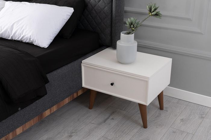 Weißer Nachttische mit 1x Schublade Schlafzimmer Designer Holz Möbel