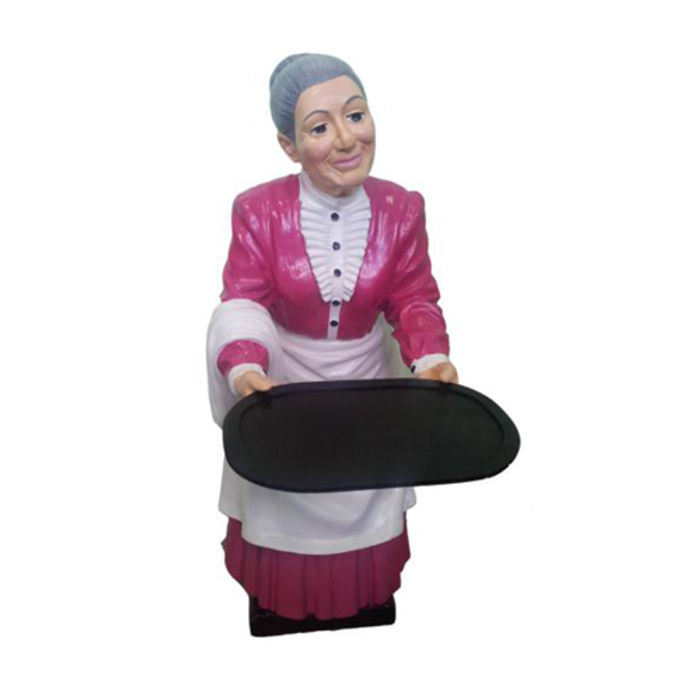Kellner Statue Figur Skulptur Großmutter Statuen Restaurant Gastronomie Oma Neu