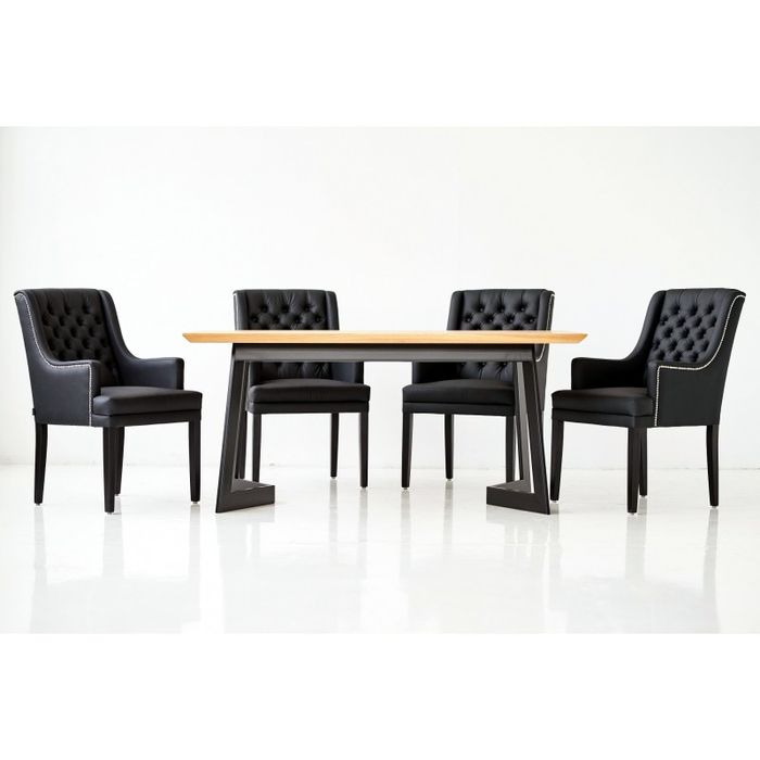 Design Esszimmer Tisch 4 Chesterfield Lehnstühle Sitz Gruppe Stühle Sessel Stuhl