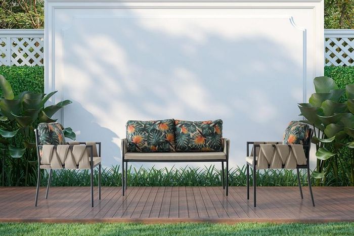 Sitzgruppe Sitzgruppe Sitzer Grün Set 3tlg Sofa Gartenmöbel Sessel