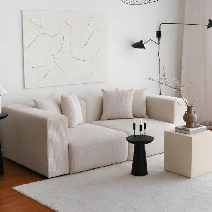 Zweisitzer Sofa 2 Sitzer Couch Polstersofa Beige Stoffsofa Moderne