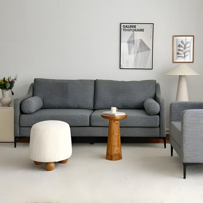 Sofa Dreisitzer Couch Polstersofa Design 3 Sitzer Stoffsofa Grau New