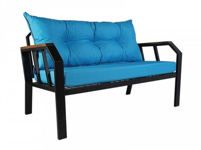 Gartensofa 2-Sitzer Sofa Mini Couch Kleines Sofa Mit Kissen Metallrahmen