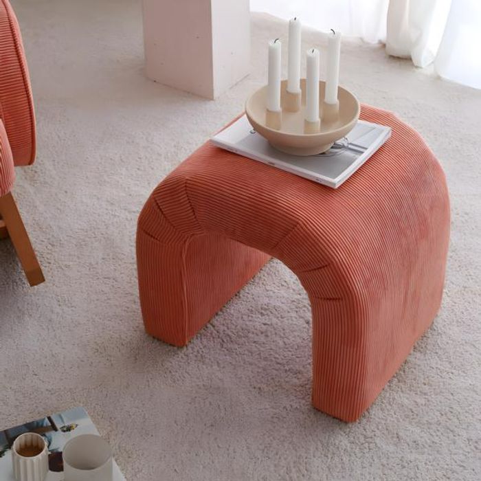 Hocker Fußhocker Puff Ottomane Sitz Stoff Wohnzimmer Sitzhocker Rot