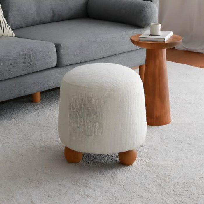 Sitzhocker Hocker Puff Fußhocker Ottomane Stoff Wohnzimmer Sitzer Weiß