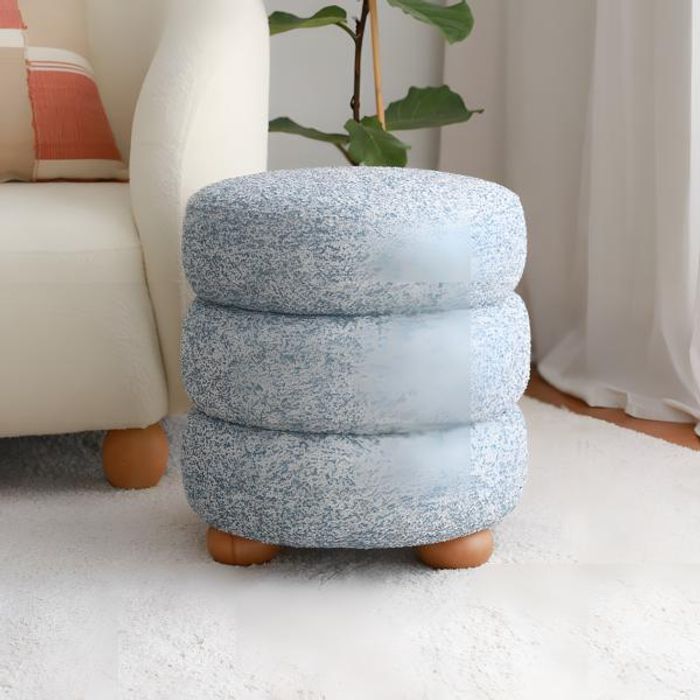 Fußhocker Hocker Puff Grau Ottomane Stoff Wohnzimmer Sitzhocker Sitzer