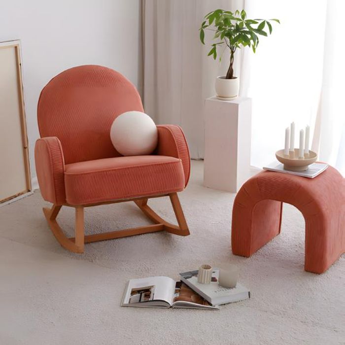 Polstersessel Sessel Wohnzimmer Stoff Rot Einsitzer Sitzer Design
