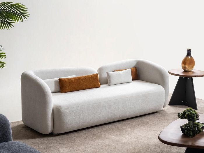 Modern Design Polster Weiß Sitz Couch 3 Sitzer Sofa Sofas Textil Stoff