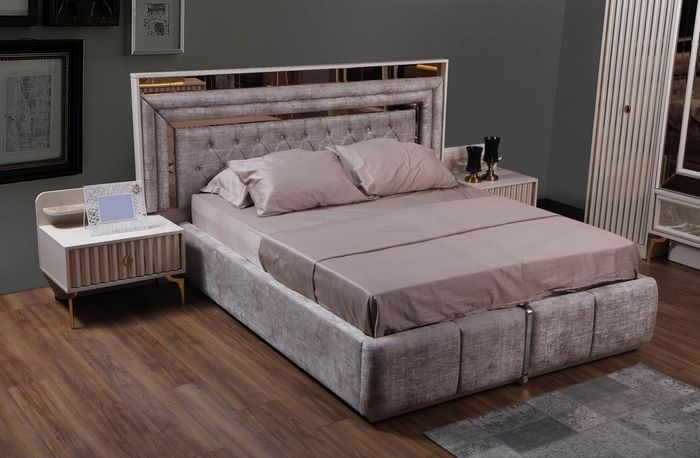 Modernes Schlafzimmer Komplettes Set Bett Nachttische Designer Möbel