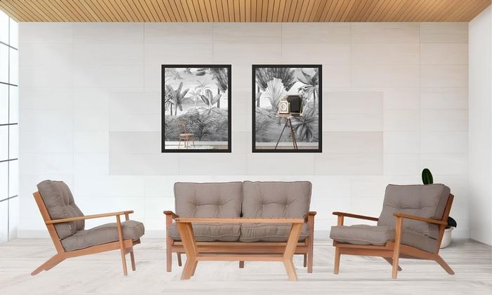 Gartenmöbel Sitzgruppe Sofa Holz Sitzer Grau Couchtisch Set 4tlg