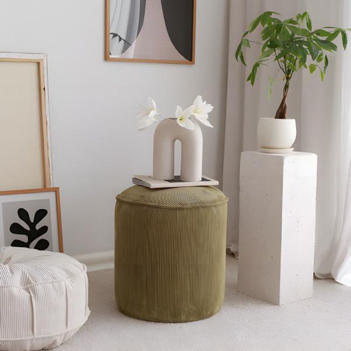 Ottomane Sitzhocker Hocker Puff Fußhocker Wohnzimmer Sitzer Grün Stoff