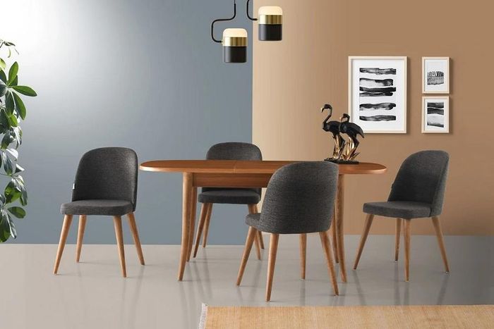 Esszimmermöbel Essgruppe Essecke Esstisch Stühle 5tlg Braun Tisch