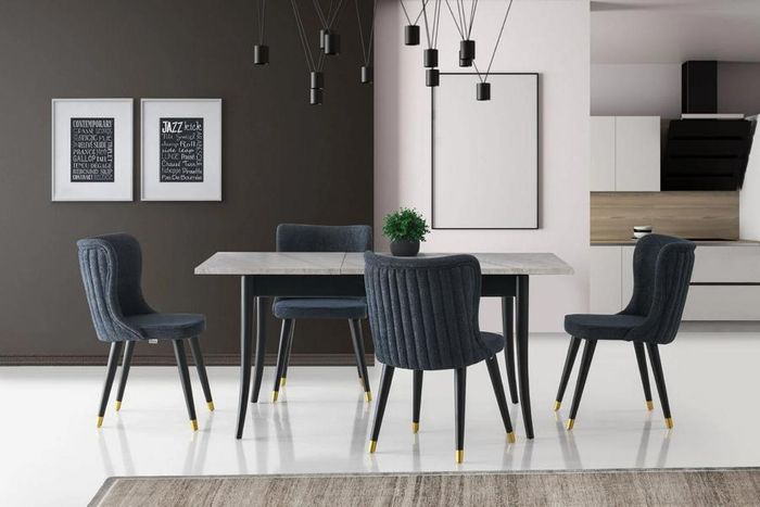 Essecke Esstisch Ausziehbar Essgruppe Stühle 5tlg Esszimmer Grau Tisch