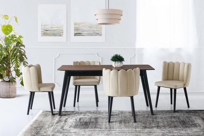 Essecke Esszimmermöbel Essgruppe Esstisch Stühle 7tlg Braun Tisch