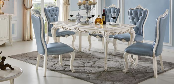 Klassische Esszimmer Möbel Essgruppe Essgarnitur Tisch Holz Komplett Set 7tlg.