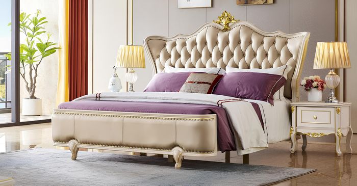 Bett Nachttisch 3tlg.Schlafzimmer Set Chesterfield Luxus Echtholz Komplett Möbel
